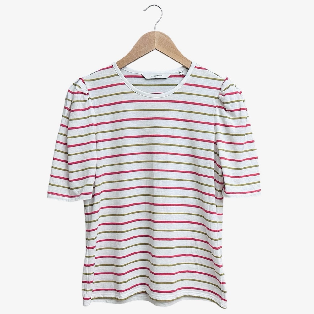 Rebecca Taylor A-Line Puffed Sleeve Striped Shirt - Picture 2 of 8